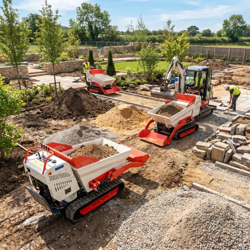 Compact 500 mini track dumper on a construction site