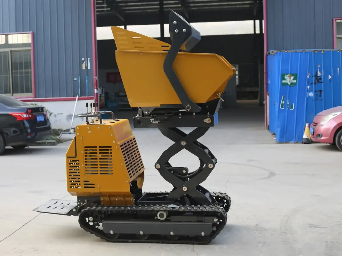 TerraCub Lift 1000 - side view showing scissor mechanism and 850 mm chassis