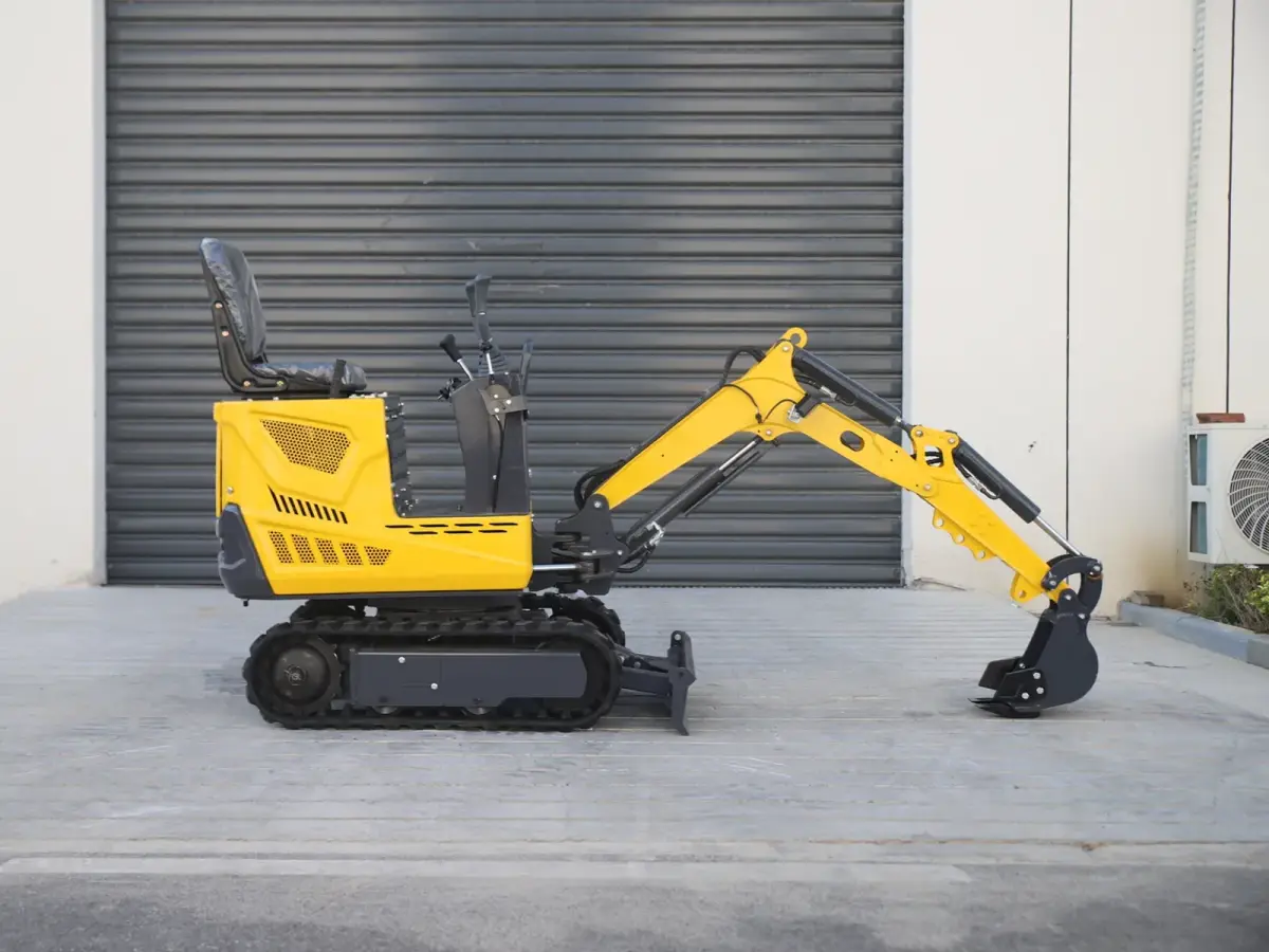 06Q mini excavator right-side working profile with boom extended for digging