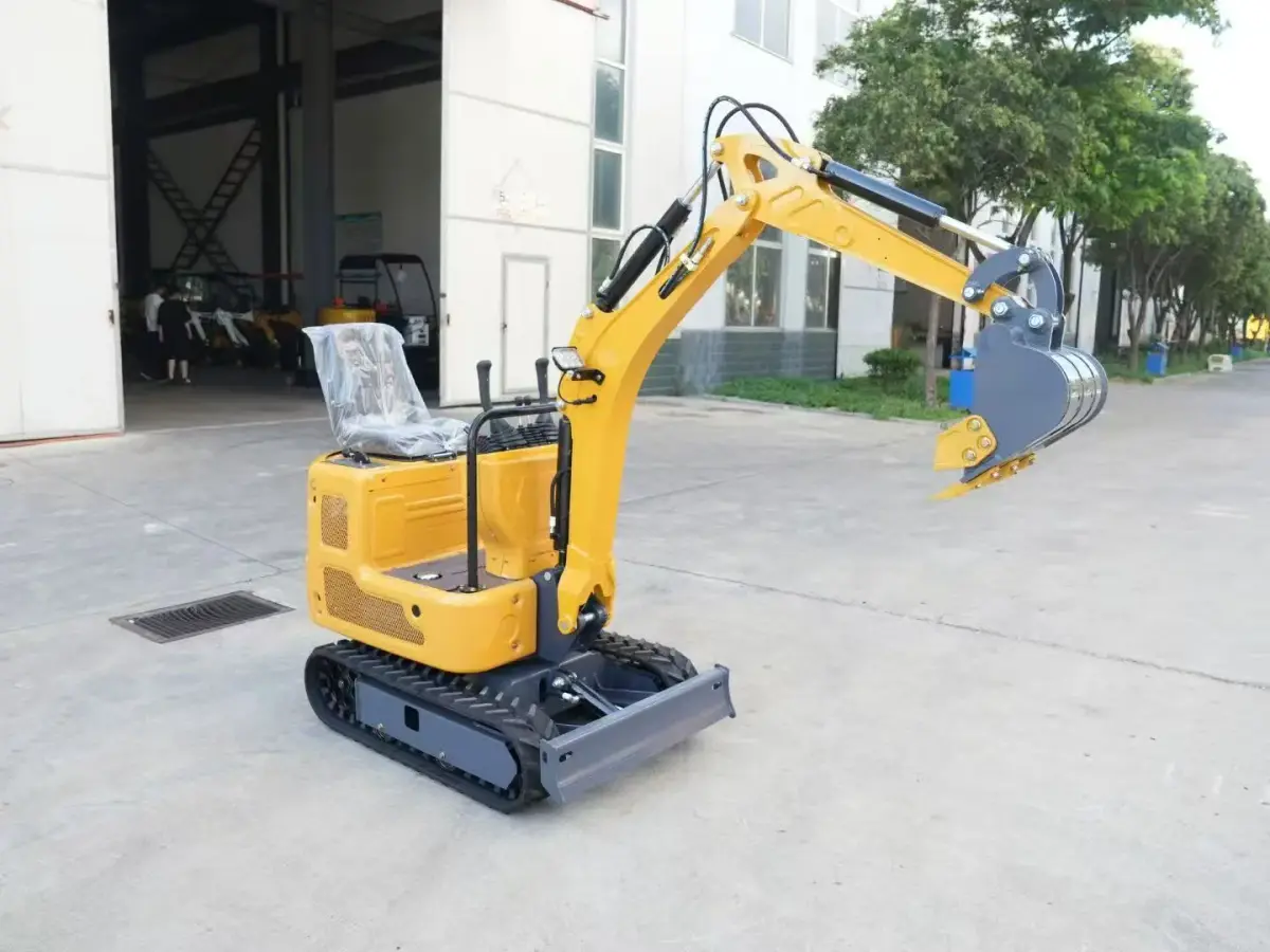 TerraCub 12Q mini excavator front three-quarter view with dozer blade
