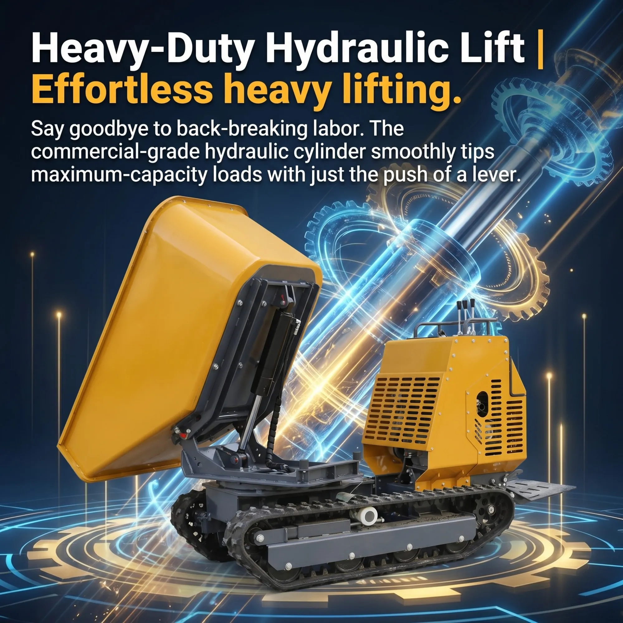 TerraCub PIVOT 1200 — hydraulic lift and rotary base detail