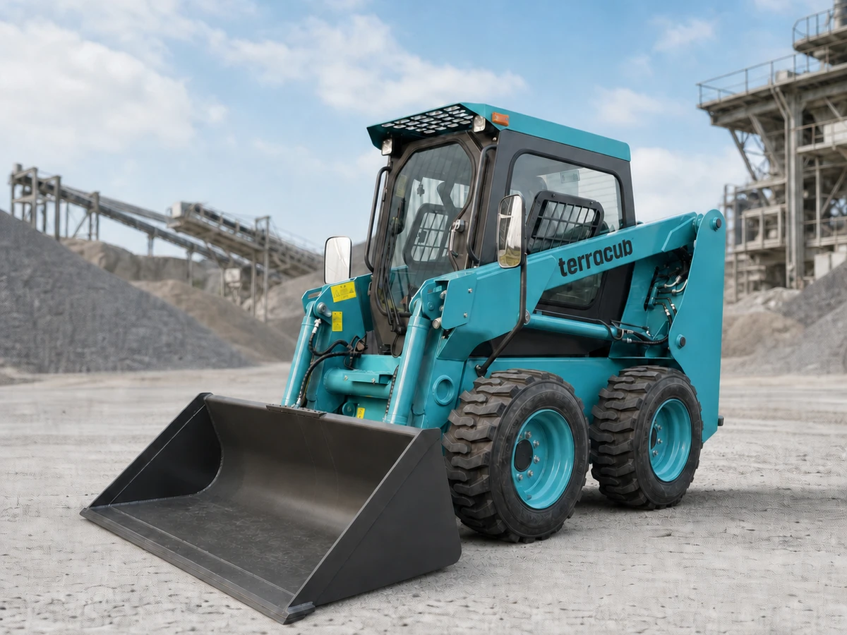 TerraCub WM312 compact wheeled skid steer loader with bucket